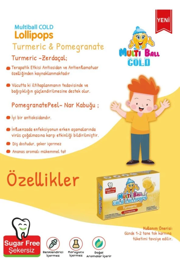 Multiball Cold Lollipops Turmeric 12 Pastil - Resim 4