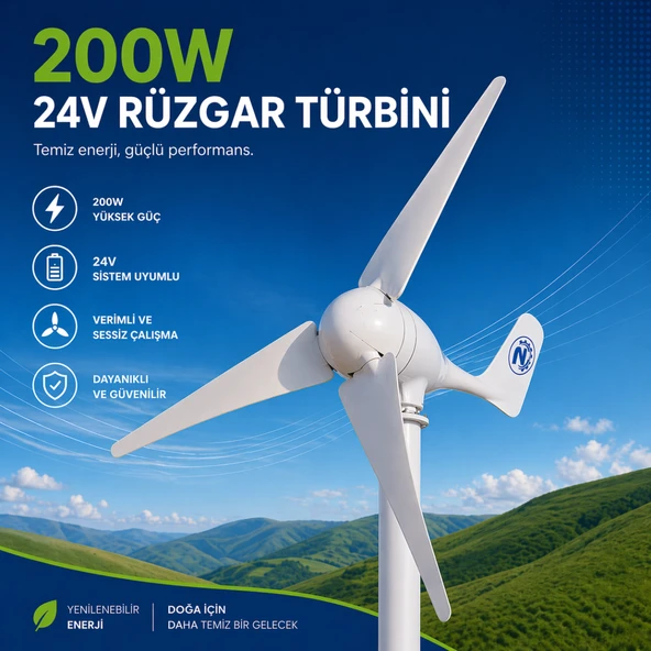 200W 24v Rüzgar Türbini + Şarz Kontrol Cihazı ürün görseli 1