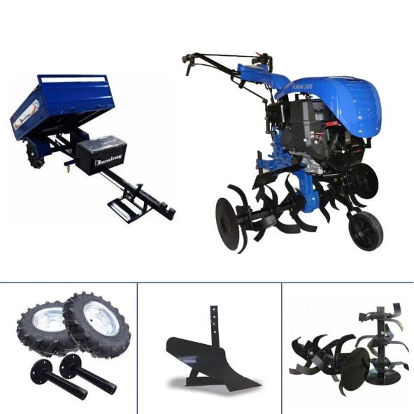 Flash 300 SR200 - 7Hp Benzinli 3+1 Şanzımanlı Çapa Makinası - Demiray Manuel Damperli Römork ürün görseli 1