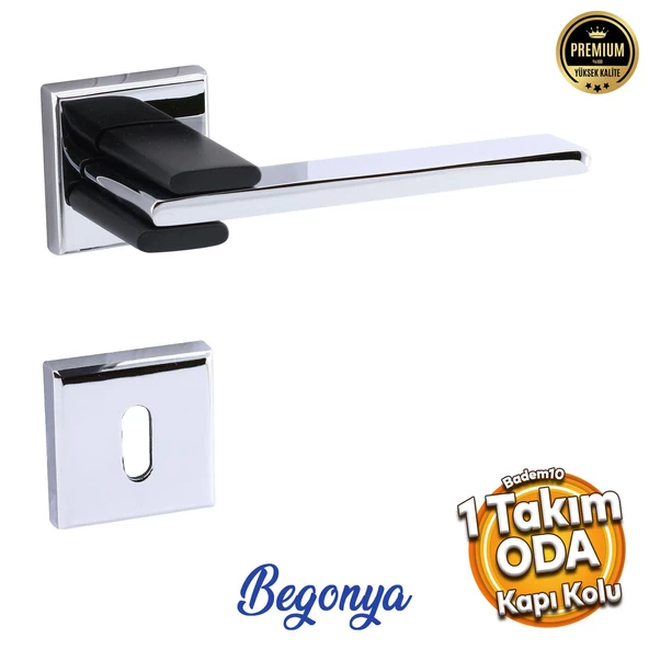 Fulya Lüx Krom Siyah Oda Kapı Kolu Rozetli Sürgülü ve Çelik Kapı Sağa Sola Uygun Kapı Kolları Kulpu ürün görseli 1