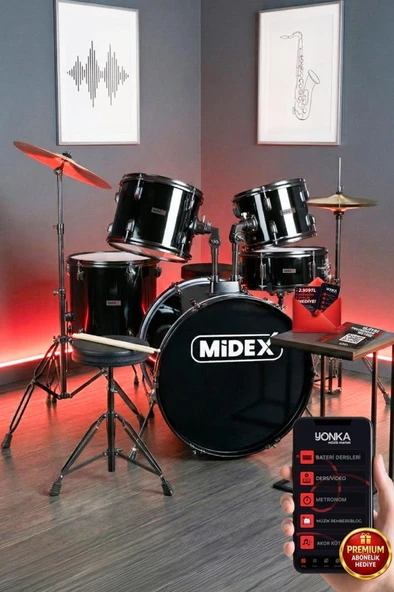 PTTAVM: Midex CD900X-BK 22'' Yetişkin Akustik Bateri Davul Seti
