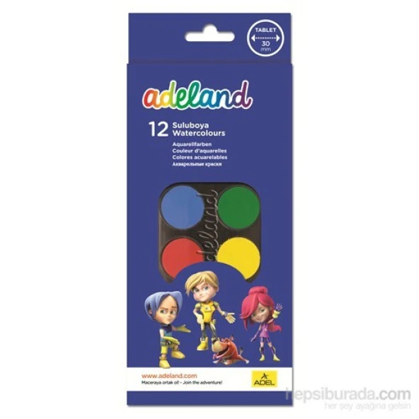 Adeland Suluboya 12 Renk Büyük Boy (30mm) ürün görseli 1