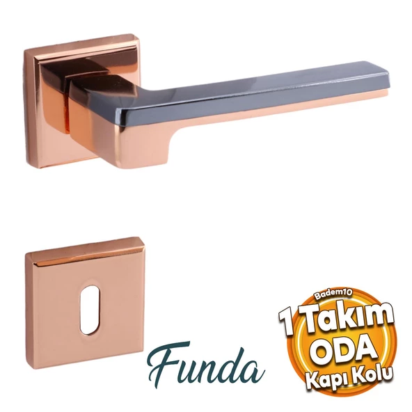 Funda Lüx Bakır Füme Oda Kapı Kolu Rozetli Sürgülü ve Çelik Kapı Sağa Sola Uygun Kapı Kolları Kulpu ürün görseli 1