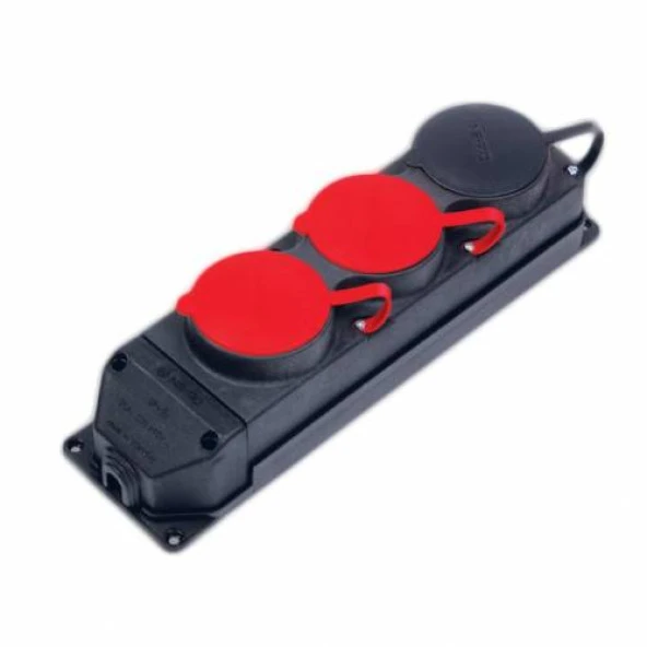 NE-AD 4011 KAUÇUKLU 3 LÜ GRUP PRİZ 2 AD. 3*25 A +1 AD. 1*16 ürün görseli 1