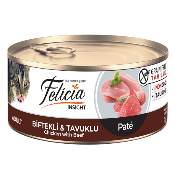 Felicia Tahılsız 85 gr Biftekli-Tavuklu Kıyılmış . Yaş Kedi Maması ürün görseli 1