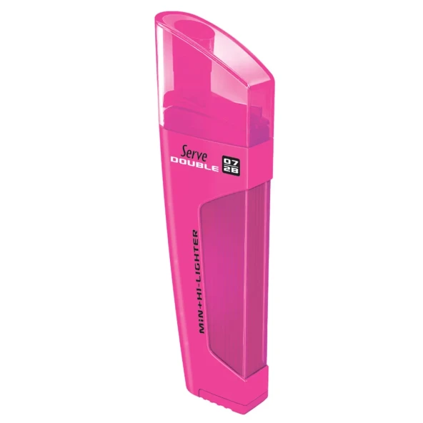 Serve Double Fosforlu Kalem + Kalem Ucu 2B 0.7 mm Pembe ürün görseli 1