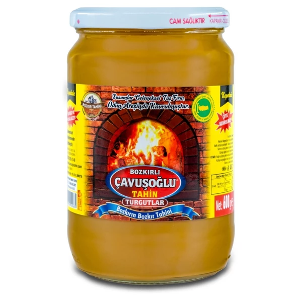 Bozkırlı Çavuşoğlu Odun Ateşinde Çifte Kavrulmuş Kepeksiz Bozkır Tahini 600g Cam Kavanoz ürün görseli 1