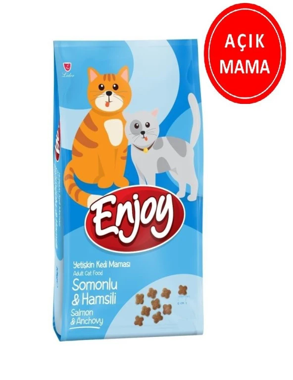 Enjoy Somonlu ve Hamsili Yetişkin Kedi Maması 1 Kg AÇIK ürün görseli 1