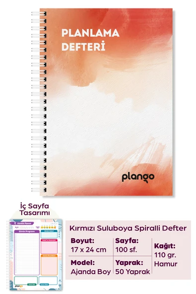 Turuncu Suluboya Günlük Planlayıcı Defter - Daily Planner - Ders Çalışma - Planlama Defteri ürün görseli 1