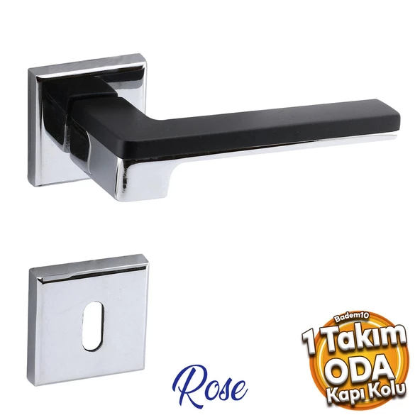 Funda Lüx Krom Mat Siyah Oda Kapı Kolu Rozetli Sürgülü Çelik Kapı Sağa Sola Uygun Kapı Kolları Kulpu ürün görseli 1
