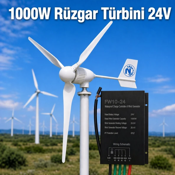 Nepasun 1000W Rüzgar Türbini ve Şarz Kontrol Cihazı ürün görseli 1