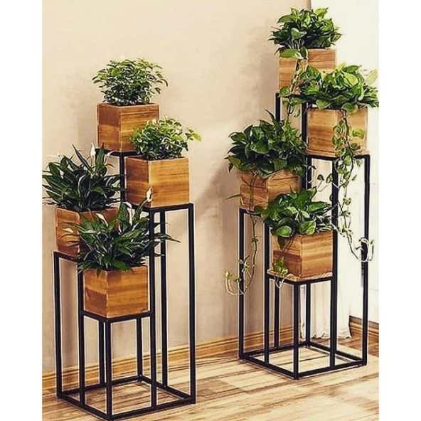 Ayaklı Saksı Standı Metal Çiçeklik 4'lü Saksılık ürün görseli 1
