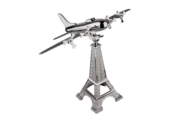 Lucky Art Eyfel Gümüş Metal Uçak Dekor 50 cm KNG 020 ürün görseli 1