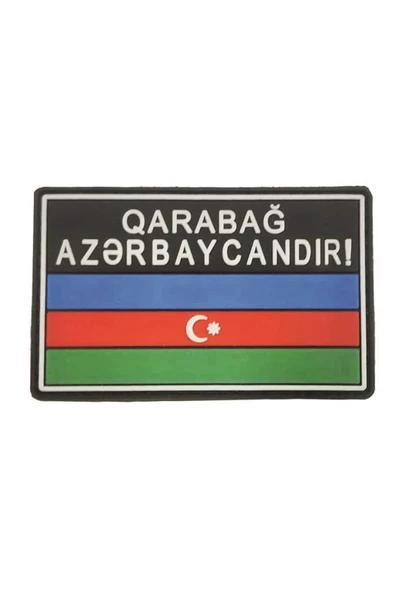 Single Sword Karabağ Azerbaycanındır Yazılı Azerbaycan Bayrağı Plastik Patch ürün görseli 1