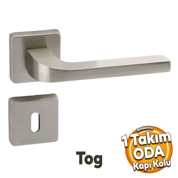 Tog Saten Oda Kapı Kolu Kare Rozetli Sürgülü ve Çelik Kapı Kulpu Uyumlu Sağa Sola Uygun Kapı Kolları ürün görseli 1