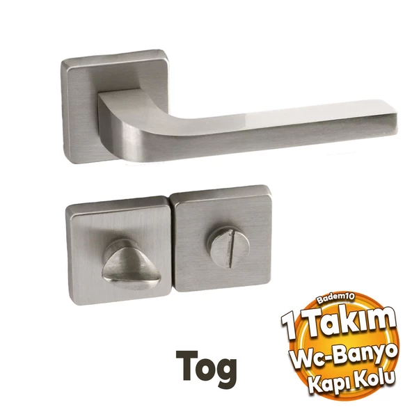 Tog Saten Wc Banyo Uyumlu Kapı Kolu Kare Rozetli Kapı Kulpu Sağa Sola Uygun Kapı Kolları ürün görseli 1