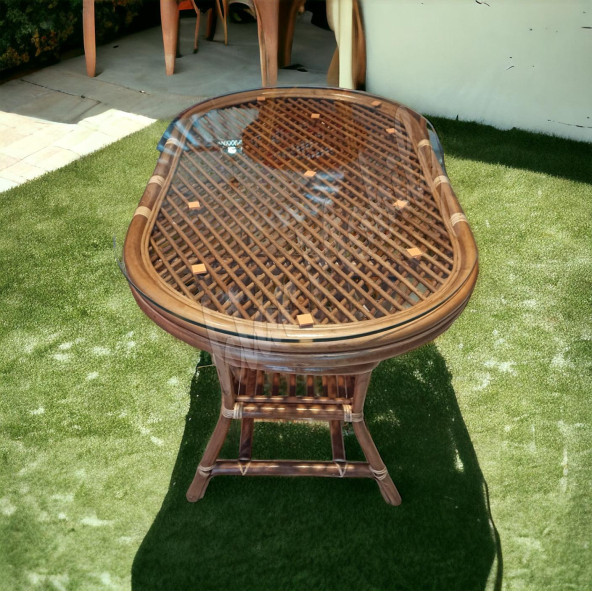 Bambu Oval Masa 60x100 (CAMSIZ) - Resim 2