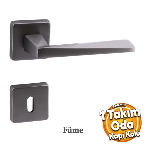 Vista Mat Füme Oda Kapı Kolu Kare Rozetli Sürgülü ve Çelik Kapı Kulpu Uyumlu Sağ Sol Uygun Kolları ürün görseli 1