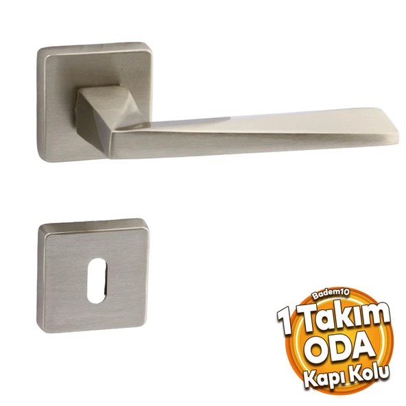 Vista Saten Oda Kapı Kolu Kare Rozetli Sürgülü ve Çelik Kapı Kulpu Uyumlu Sağ Sol Uygun Kolları ürün görseli 1