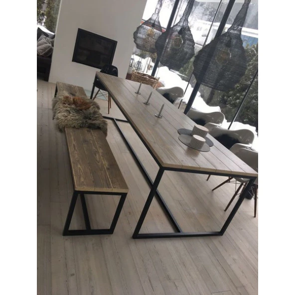 Masa Takımı Salon Yemek Masası Banklı Masa Modeli ürün görseli 1