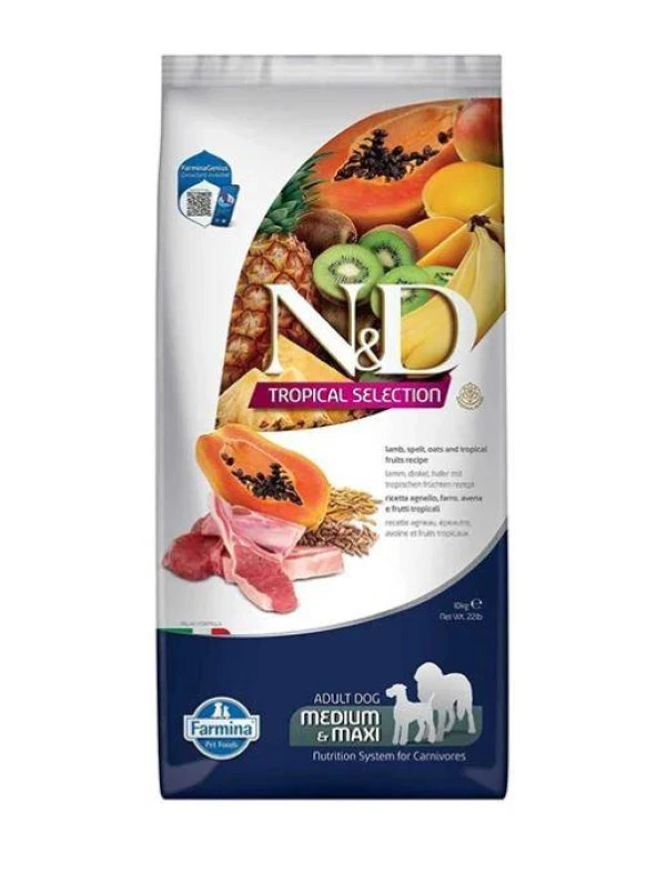 N&D Tropical Selection Kuzu Etli Orta ve Büyük Irk Yetişkin Köpek Maması 10kg ürün görseli 1