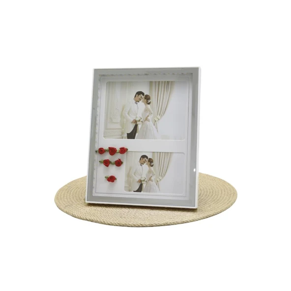 T.Concept  LED Işıklı 2’li  Fotoğraf Çerçevesi Beyaz 20*25 cm ürün görseli 1