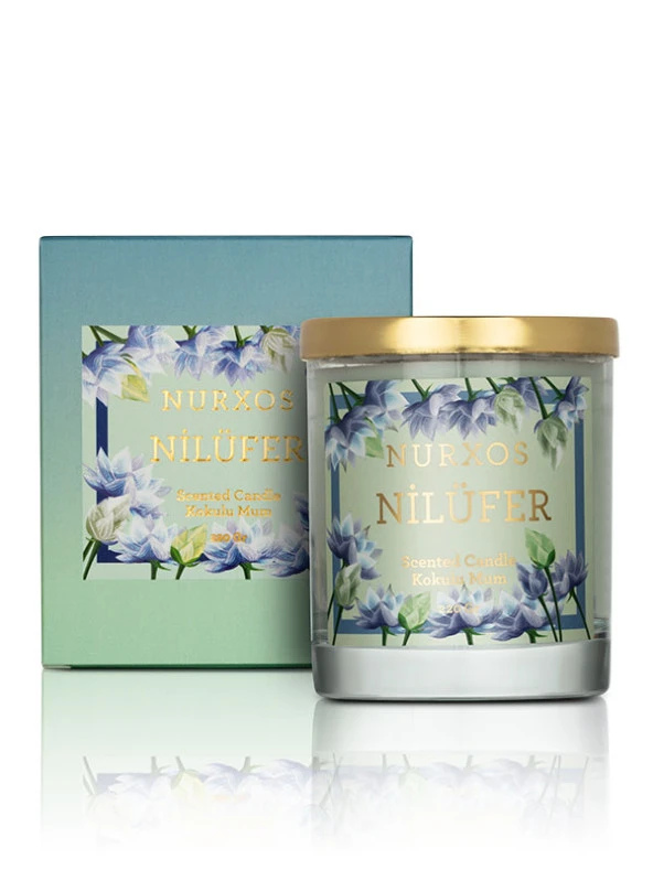 Nurxos Nilüfer Kokulu Mum 220 Gr – Aromatik Odunsu Soya Mumu - 9666 ürün görseli 1