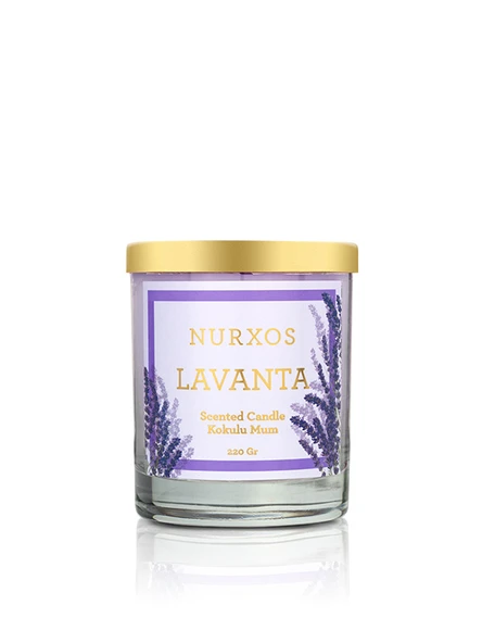 Nurxos Lavanta Kokulu Mum 220 Gr – Çiçeksi Odunsu Soya Mumu - 9662 ürün görseli 1