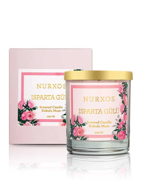 Nurxos Isparta Gülü Kokulu Mum 220 Gr – Çiçeksi Odunsu Soya Mumu - 9667 ürün görseli 1