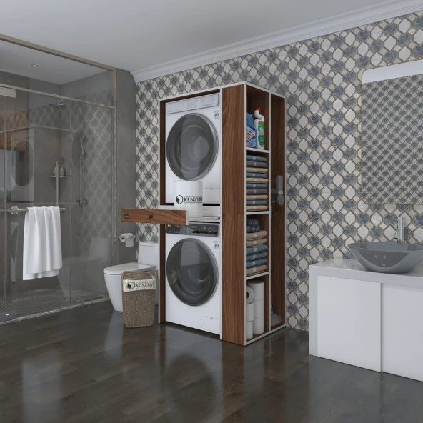 Kenzlife çamaşır-kurutma makinesi dolabı bacce sağ cvz 187*090*60 çekmeceli banyo ürün görseli 1