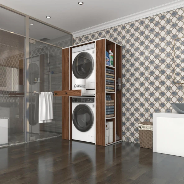 Kenzlife çamaşır-kurutma makinesi dolabı umare cvz 187*110*60 çekmeceli raflı banyo ürün görseli 1