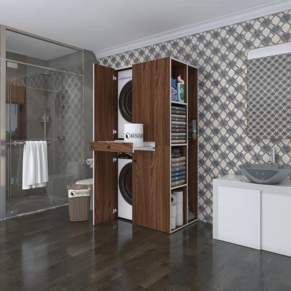 Kenzlife çamaşır-kurutma makinesi dolabı ahi evran sağ cvz 187*090*60 çekmeceli banyo ürün görseli 1