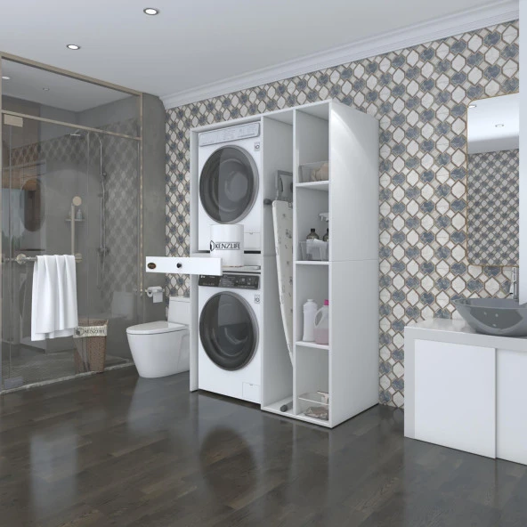 Kenzlife çamaşır-kurutma makinesi dolabı gutas sağ byz 187*120*60 çekmeceli banyo ürün görseli 1