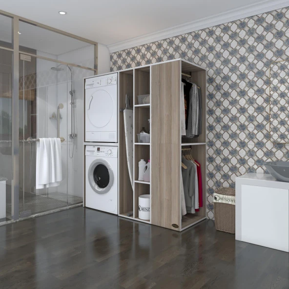 Kenzlife çamaşır-kurutma makinesi dolabı ve giysi dolabı kazvini sağ crd 180*160*60  banyo ürün görseli 1