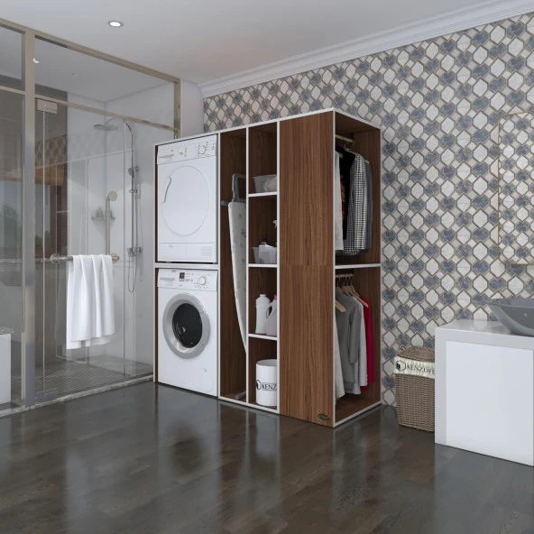 Kenzlife çamaşır-kurutma makinesi dolabı ve giysi dolabı kazvini sol cvz 180*160*60  banyo ürün görseli 1