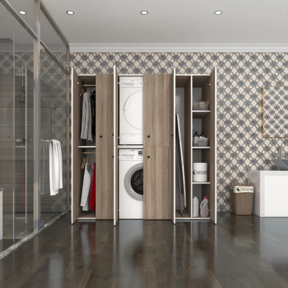 Kenzlife çamaşır-kurutma makinesi dolabı ve giysi dolabı suyuti sağ crd 180*170*60  banyo ürün görseli 1