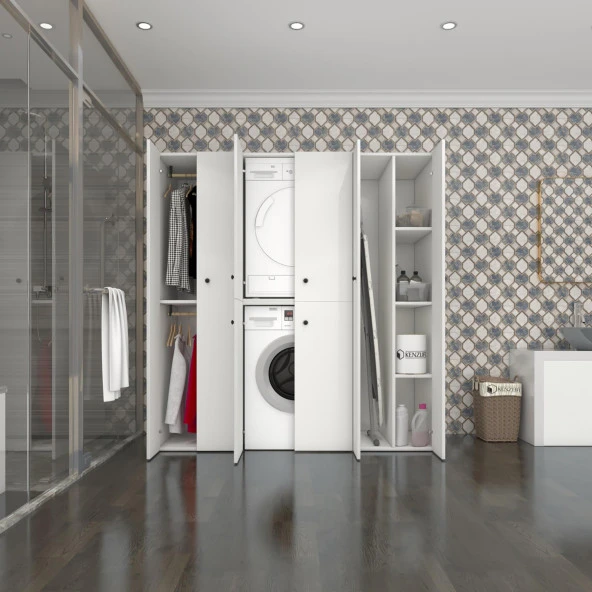 Kenzlife çamaşır-kurutma makinesi dolabı ve giysi dolabı suyutimdf sağ byz 180*170*60  % 100 FULL MDF ürün görseli 1
