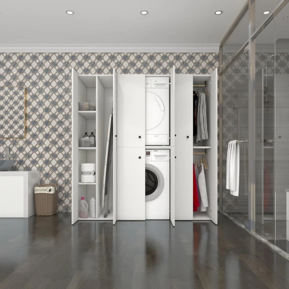 Kenzlife çamaşır-kurutma makinesi dolabı ve giysi dolabı suyuti sol byz 180*170*60  banyo ürün görseli 1