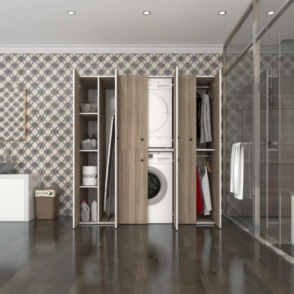 Kenzlife çamaşır-kurutma makinesi dolabı ve giysi dolabı suyuti sol crd 180*170*60  banyo ürün görseli 1
