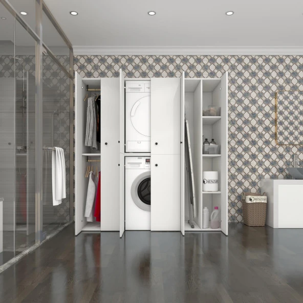 Kenzlife çamaşır-kurutma makinesi dolabı ve giysi dolabı suyutimdf sol byz 180*170*60  % 100 FULL MDF ürün görseli 1