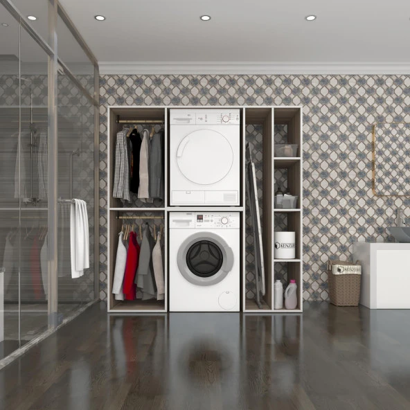 Kenzlife çamaşır-kurutma makinesi dolabı ve giysi dolabı cevheri sağ crd 180*170*60  banyo ürün görseli 1