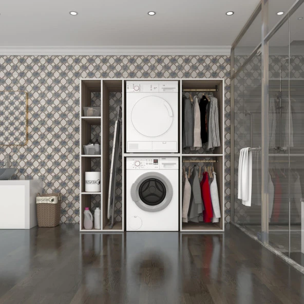 Kenzlife çamaşır-kurutma makinesi dolabı ve giysi dolabı cevheri sol crd 180*170*60  banyo ürün görseli 1