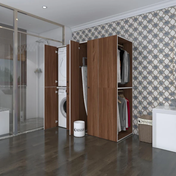 Kenzlife çamaşır-kurutma makinesi dolabı ve giysi dolabı bistami sağ cvz 180*160*60  banyo ürün görseli 1