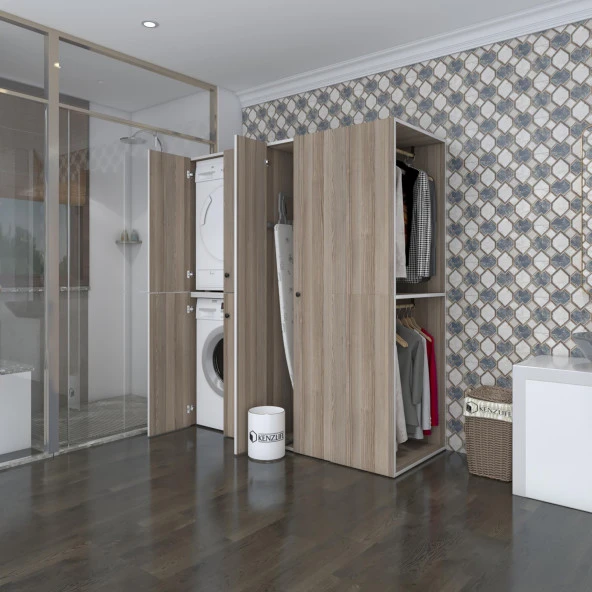 Kenzlife çamaşır-kurutma makinesi dolabı ve giysi dolabı bistami sağ crd 180*160*60  banyo ürün görseli 1