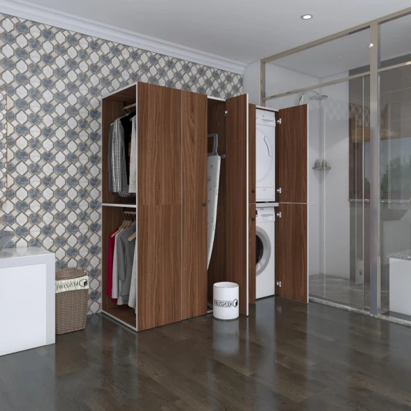 Kenzlife çamaşır-kurutma makinesi dolabı ve giysi dolabı bistami sol cvz 180*160*60  banyo ürün görseli 1
