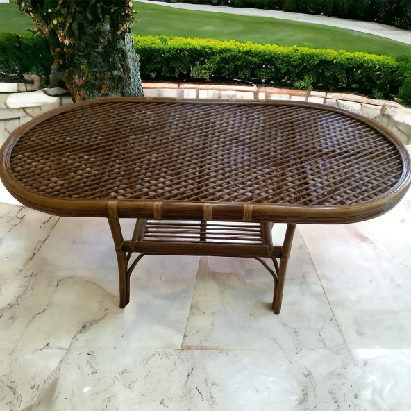 Bambu Oval Masa 90X160 (CAMSIZ) ürün görseli 1