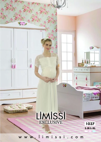LİMİSSİ 1037 HAMİLE LOHUSA KOLU DANTELLİ LOHUSA GECELİK ürün görseli 1