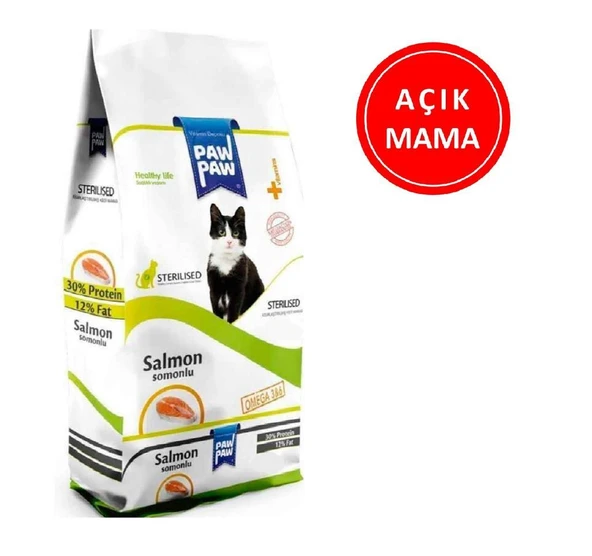 Paw Paw Kısırlaştırılmış Somonlu Kedi Maması 1 Kg AÇIK ürün görseli 1