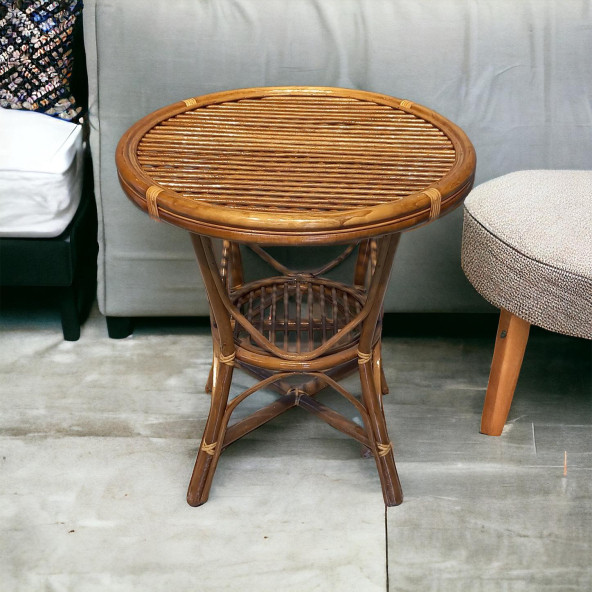 Bambu Yuvarlak Masa 70 cm (CAMSIZ) ürün görseli 1