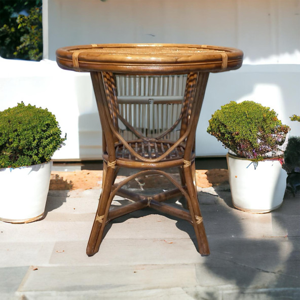Bambu Yuvarlak Masa 70 cm (CAMSIZ) - Resim 2